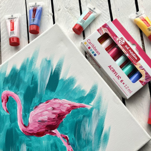 Acryl verf in pot en tube