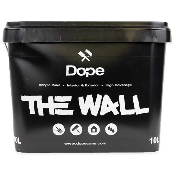 Dope the wall zwarte muurverf 10L op acrylbasis voor binnen en buiten Dope the wall zwarte muurverf 10L op acrylbasis voor binnen en buiten