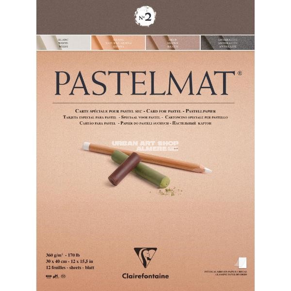 Pastelmat blok n°2 360 gram 30x40cm grijstinten 12 vellen Clairefontaine 96008C