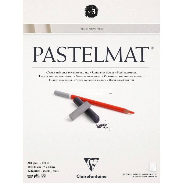 Pastelmat blok n°3 360 gram 18x24cm wit 12 vellen Clairefontaine 96001C