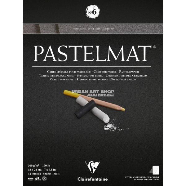 Pastelmat blok n°6 360 gram 18x24cm antraciet 12 vellen Clairefontaine 96003C