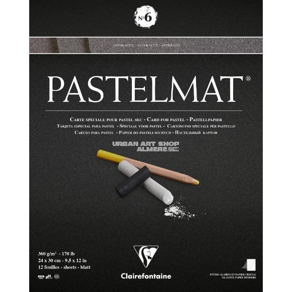 Pastelmat blok n°6 360 gram 24x30cm antraciet 12 vellen Clairefontaine 96004C