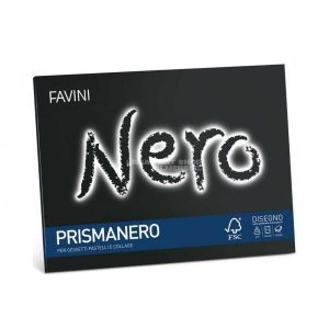 Schetspapier zwart voor potloden en markers 24x33cm 128 gr Favini Prismanero