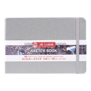 Talens schetsboek zilver 21x14cm 140gr 80 vellen Art Creation Shiny Silver hardcover